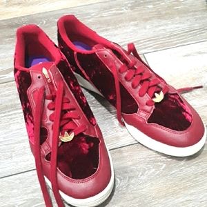 adidas | Shoes | Adidas Red Velvet Sneakers W Leather Trim New Size 1 |  Poshmark
